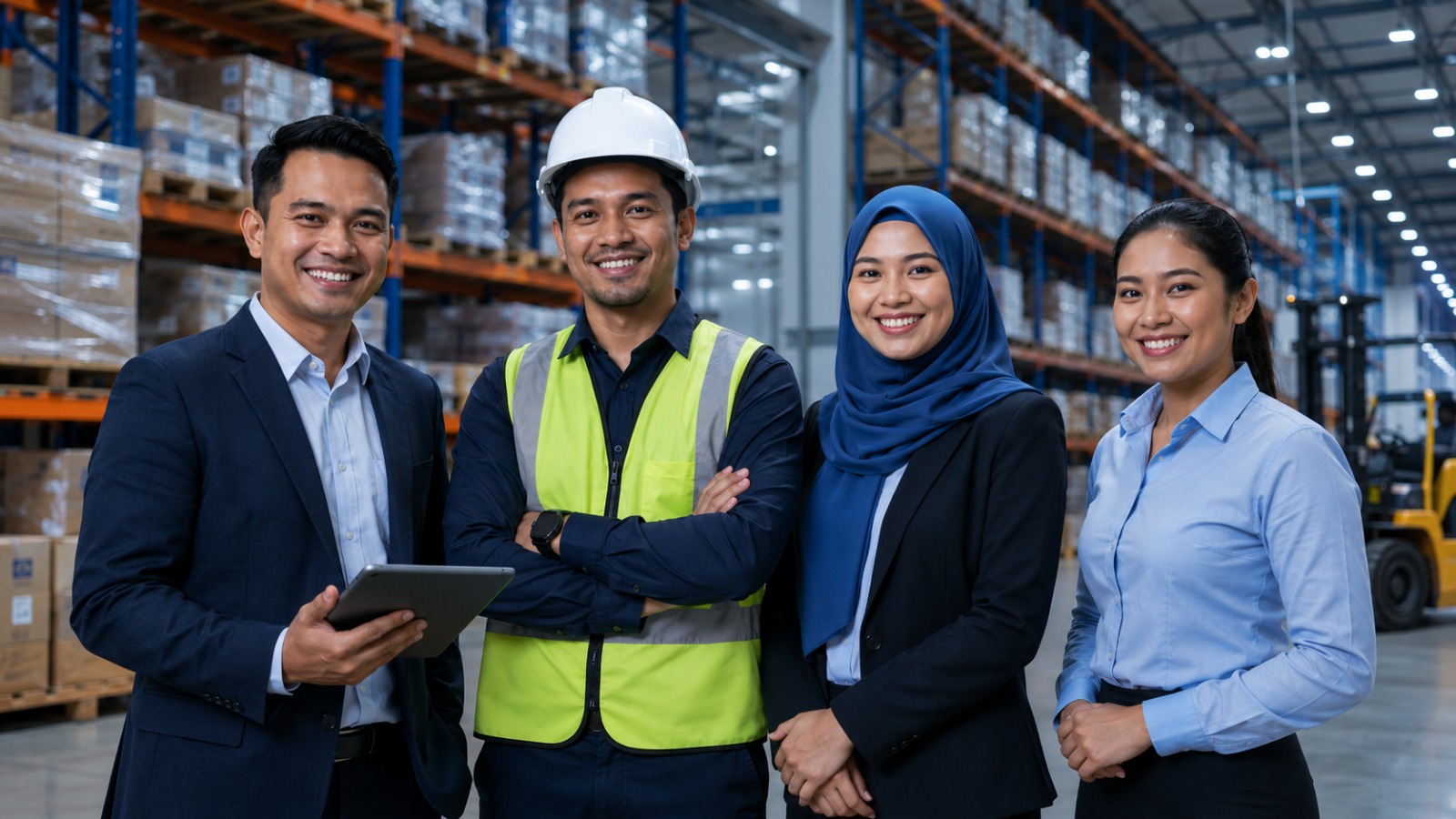 Pasukan operasi Malaysia di gudang menggunakan platform Nexus ICMMS — perisian pelbagai industri untuk pengurusan fasiliti, logistik, gudang dan tenaga kerja lapangan